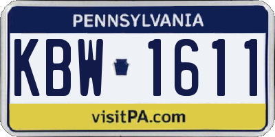 PA license plate KBW1611