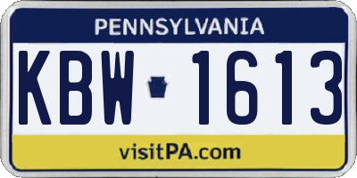 PA license plate KBW1613