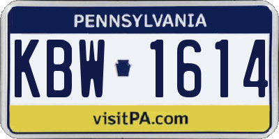 PA license plate KBW1614