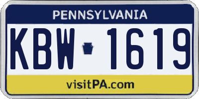 PA license plate KBW1619