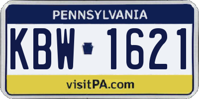 PA license plate KBW1621