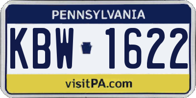 PA license plate KBW1622