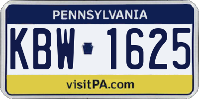 PA license plate KBW1625