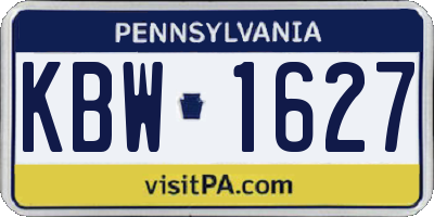PA license plate KBW1627