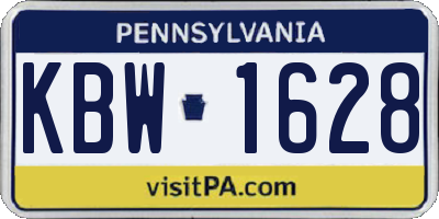 PA license plate KBW1628