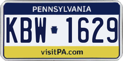 PA license plate KBW1629