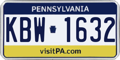 PA license plate KBW1632