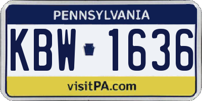 PA license plate KBW1636