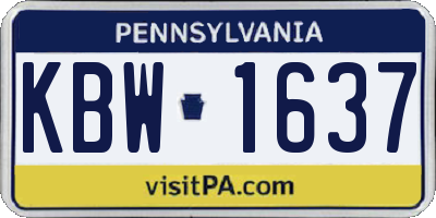 PA license plate KBW1637