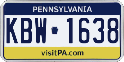 PA license plate KBW1638