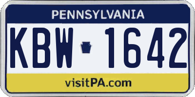 PA license plate KBW1642