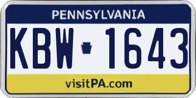 PA license plate KBW1643