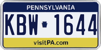 PA license plate KBW1644