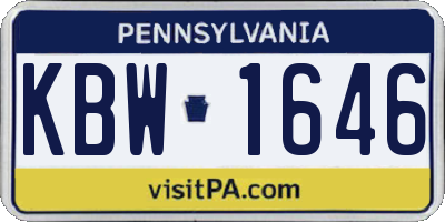 PA license plate KBW1646