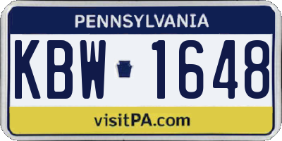 PA license plate KBW1648