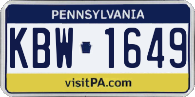PA license plate KBW1649