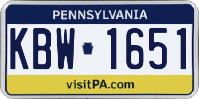 PA license plate KBW1651