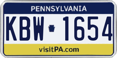 PA license plate KBW1654