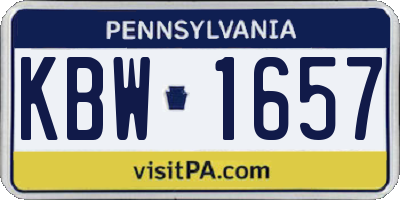 PA license plate KBW1657