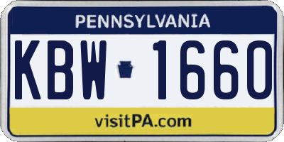 PA license plate KBW1660