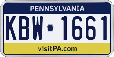 PA license plate KBW1661