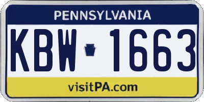 PA license plate KBW1663