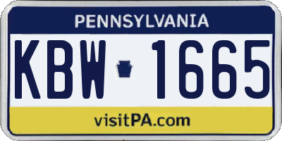PA license plate KBW1665