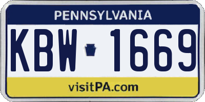 PA license plate KBW1669