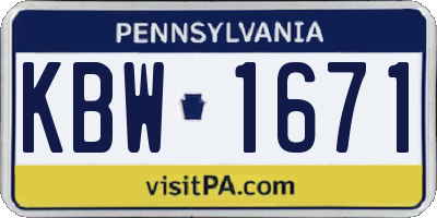 PA license plate KBW1671