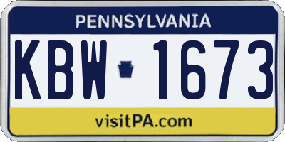 PA license plate KBW1673