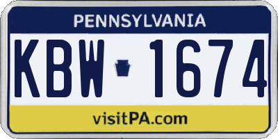 PA license plate KBW1674