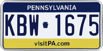 PA license plate KBW1675