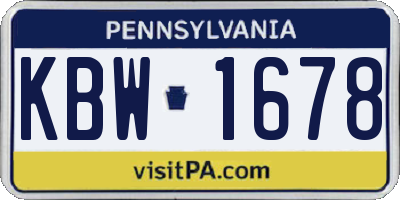 PA license plate KBW1678