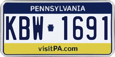 PA license plate KBW1691