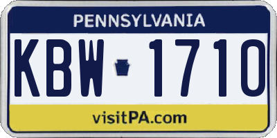 PA license plate KBW1710