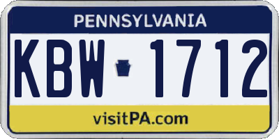 PA license plate KBW1712