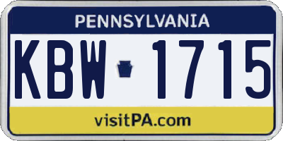PA license plate KBW1715