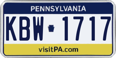 PA license plate KBW1717