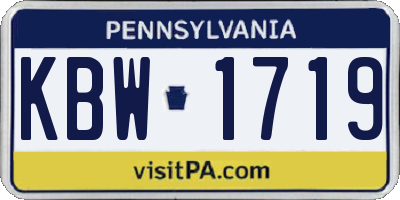 PA license plate KBW1719