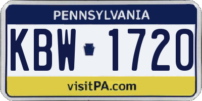 PA license plate KBW1720