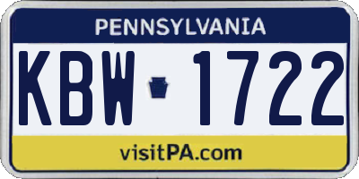 PA license plate KBW1722