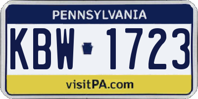 PA license plate KBW1723