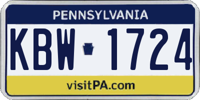 PA license plate KBW1724