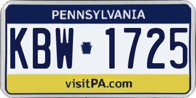 PA license plate KBW1725
