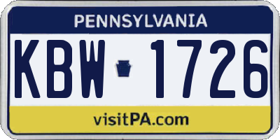 PA license plate KBW1726