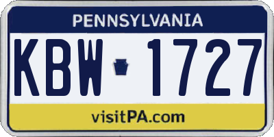 PA license plate KBW1727