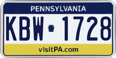 PA license plate KBW1728