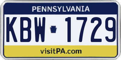 PA license plate KBW1729