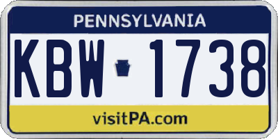 PA license plate KBW1738
