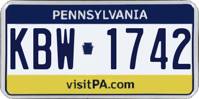 PA license plate KBW1742